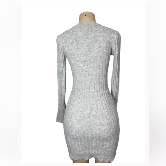 SHEIN Light Gray Mini Long sleeve BodyCon Sweater Dress - Picture 2 of 7